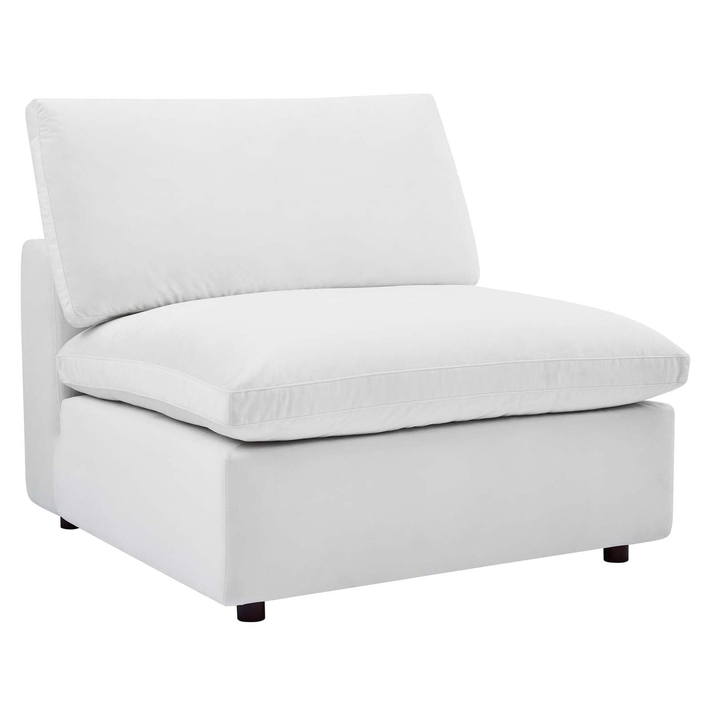 Commix Down Filled Overstuffed Performance Velvet 3-Seater Sofa White EEI-4817-WHI