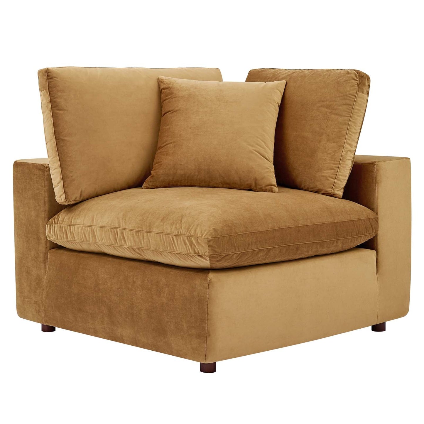 Commix Down Filled Overstuffed Performance Velvet 4-Piece Sectional Sofa Cognac EEI-4818-COG