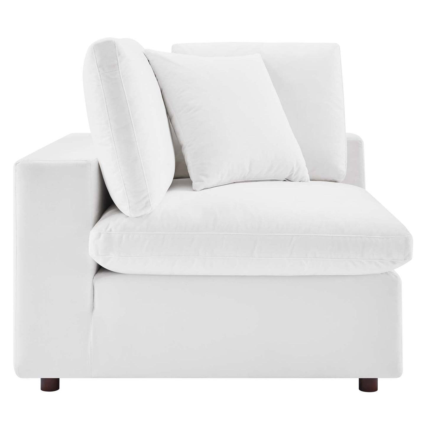 Commix Down Filled Overstuffed Performance Velvet 4-Piece Sectional Sofa White EEI-4818-WHI