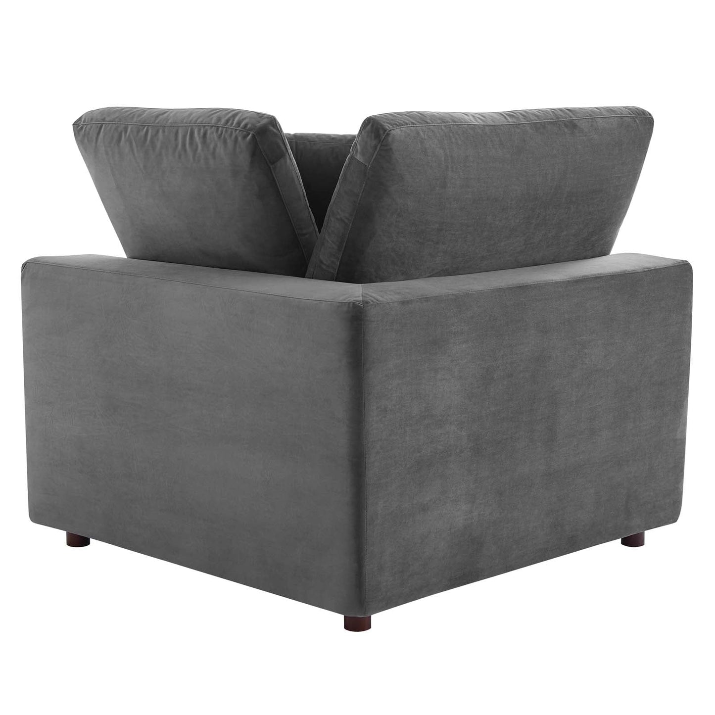 Commix Down Filled Overstuffed Performance Velvet 4-Seater Sofa Gray EEI-4819-GRY