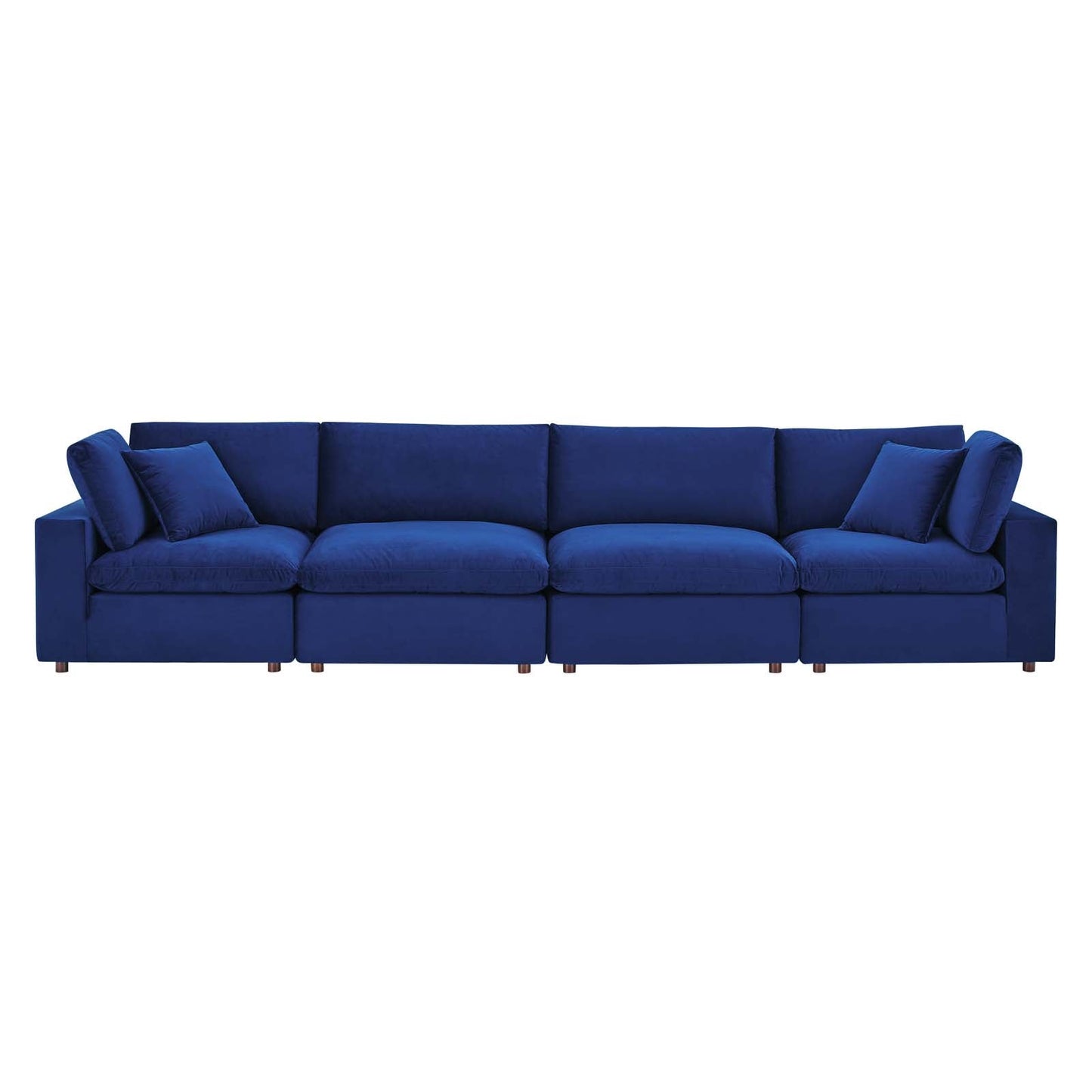 Commix Down Filled Overstuffed Performance Velvet 4-Seater Sofa Navy EEI-4819-NAV