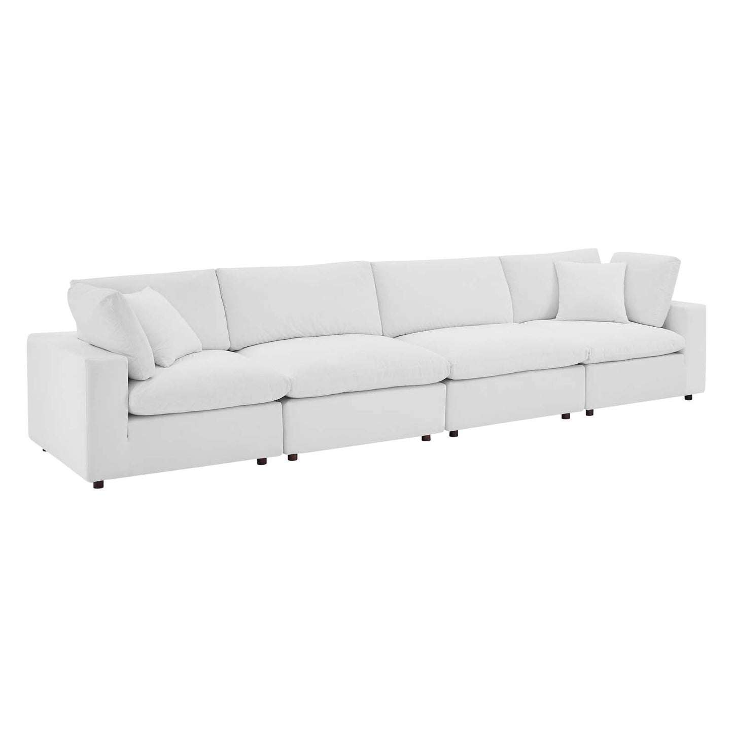 Commix Down Filled Overstuffed Performance Velvet 4-Seater Sofa White EEI-4819-WHI