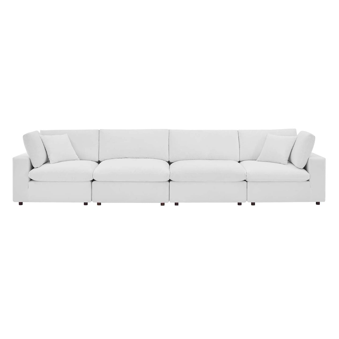 Commix Down Filled Overstuffed Performance Velvet 4-Seater Sofa White EEI-4819-WHI