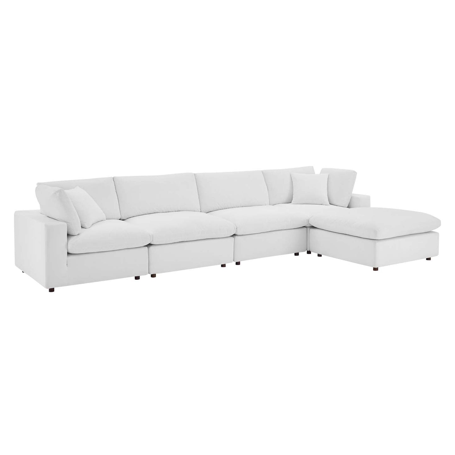 Commix Down Filled Overstuffed Performance Velvet 5-Piece Sectional Sofa White EEI-4820-WHI