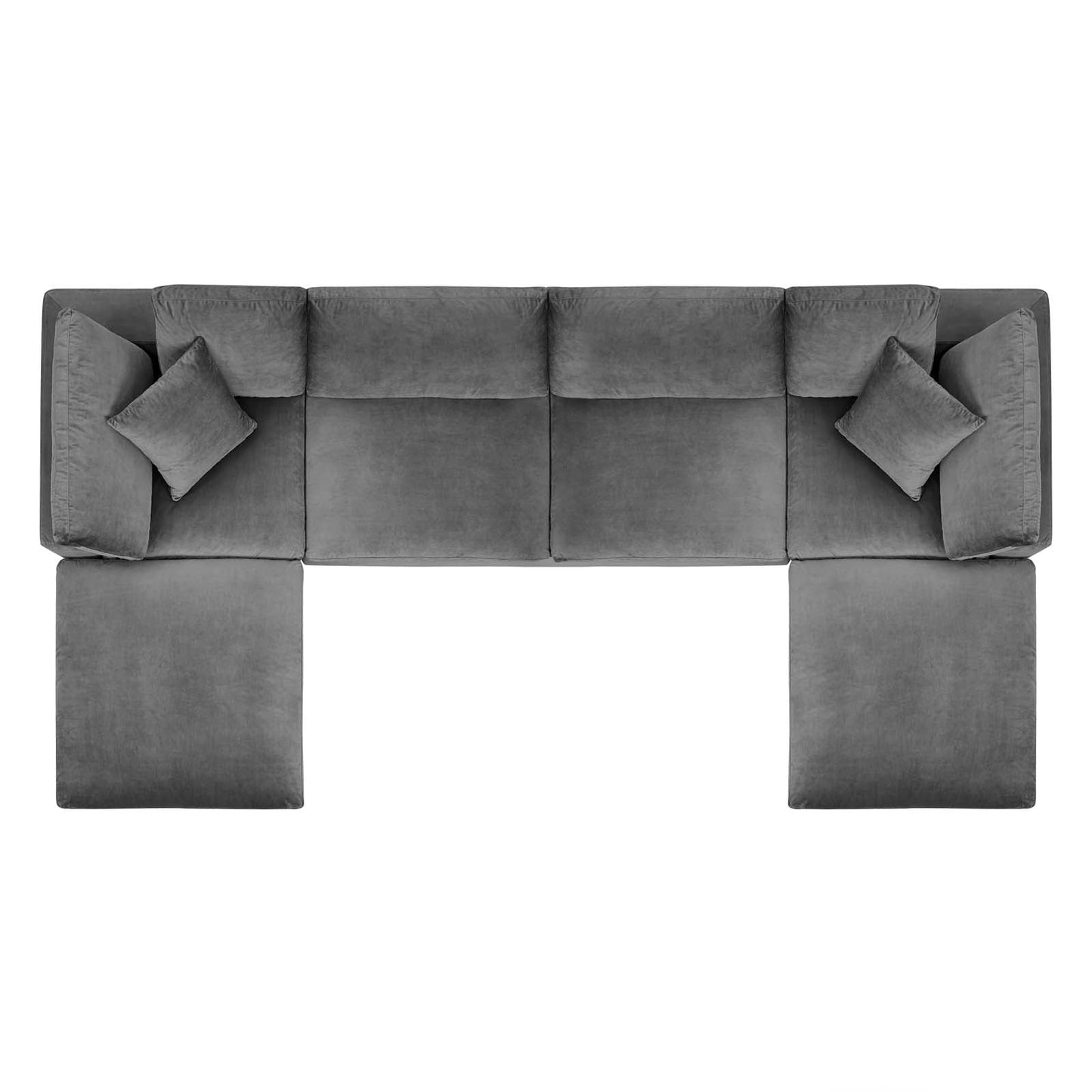 Commix Down Filled Overstuffed Performance Velvet 6-Piece Sectional Sofa Gray EEI-4821-GRY