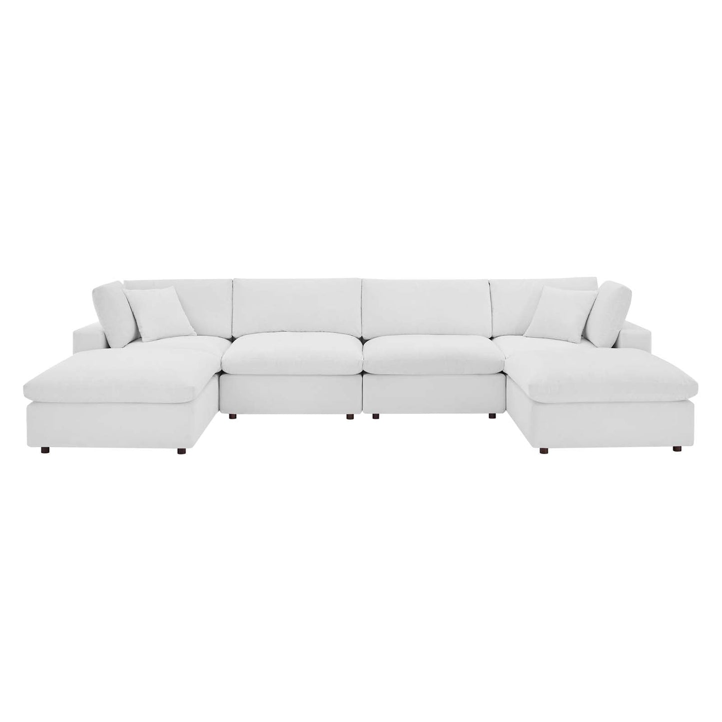 Commix Down Filled Overstuffed Performance Velvet 6-Piece Sectional Sofa White EEI-4821-WHI