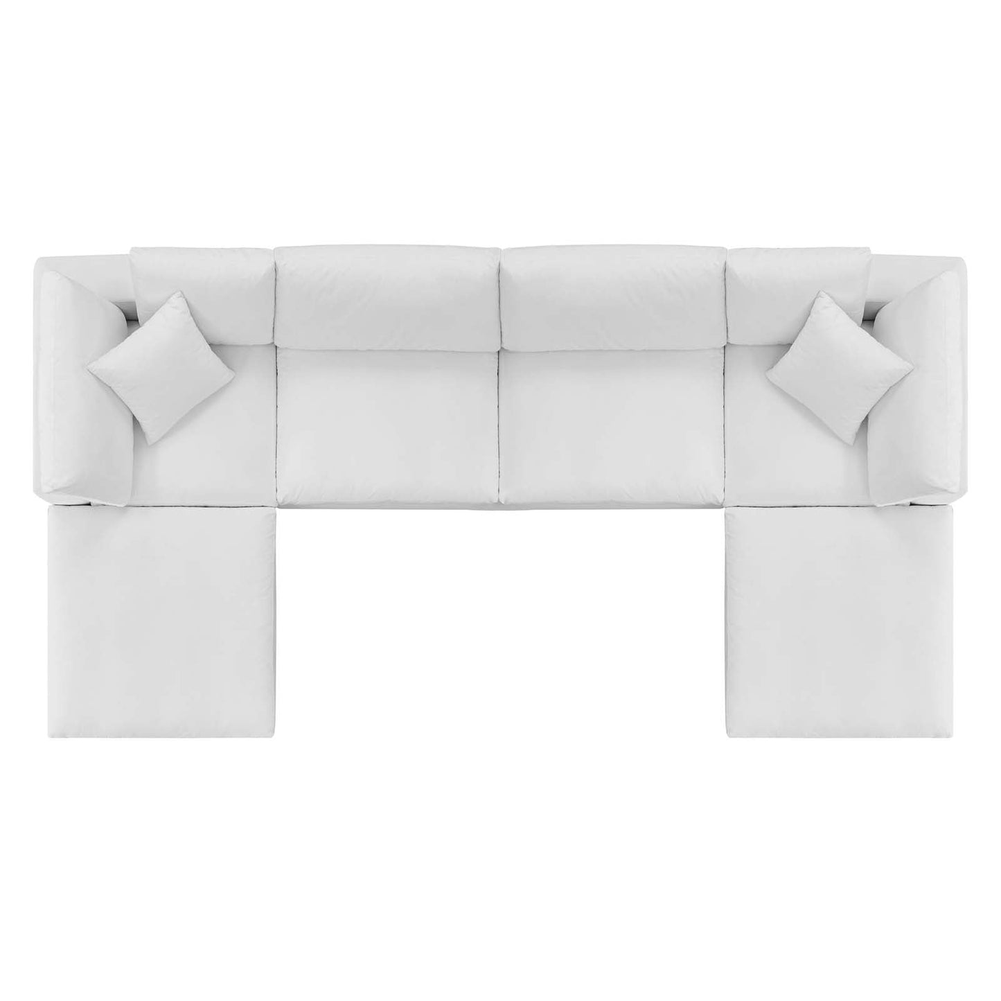 Commix Down Filled Overstuffed Performance Velvet 6-Piece Sectional Sofa White EEI-4821-WHI