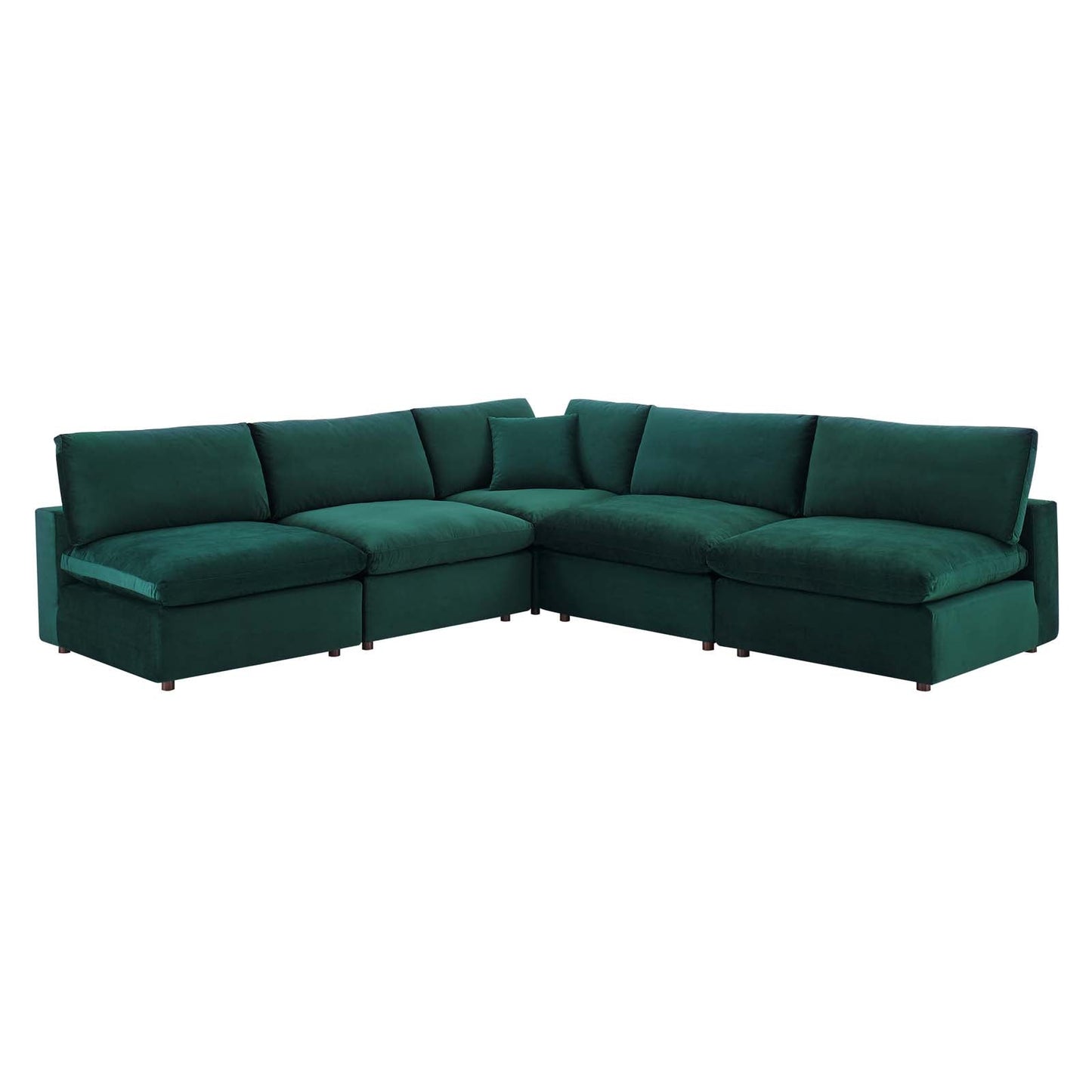 Commix Down Filled Overstuffed Performance Velvet 5-Piece Sectional Sofa Green EEI-4822-GRN