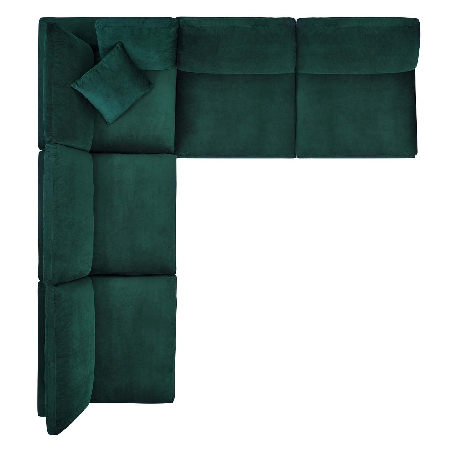 Commix Down Filled Overstuffed Performance Velvet 5-Piece Sectional Sofa Green EEI-4822-GRN