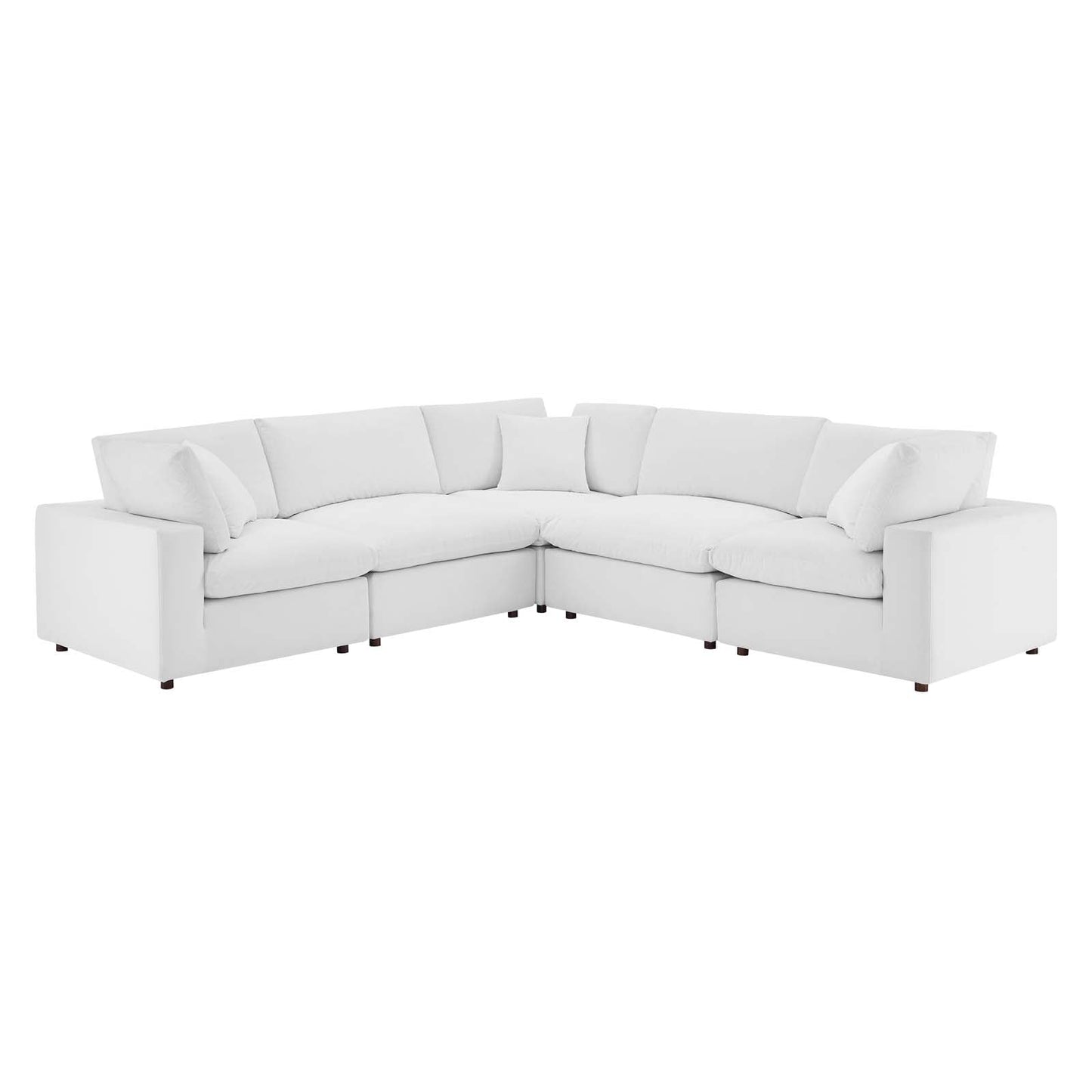 Commix Down Filled Overstuffed Performance Velvet 5-Piece Sectional Sofa White EEI-4823-WHI