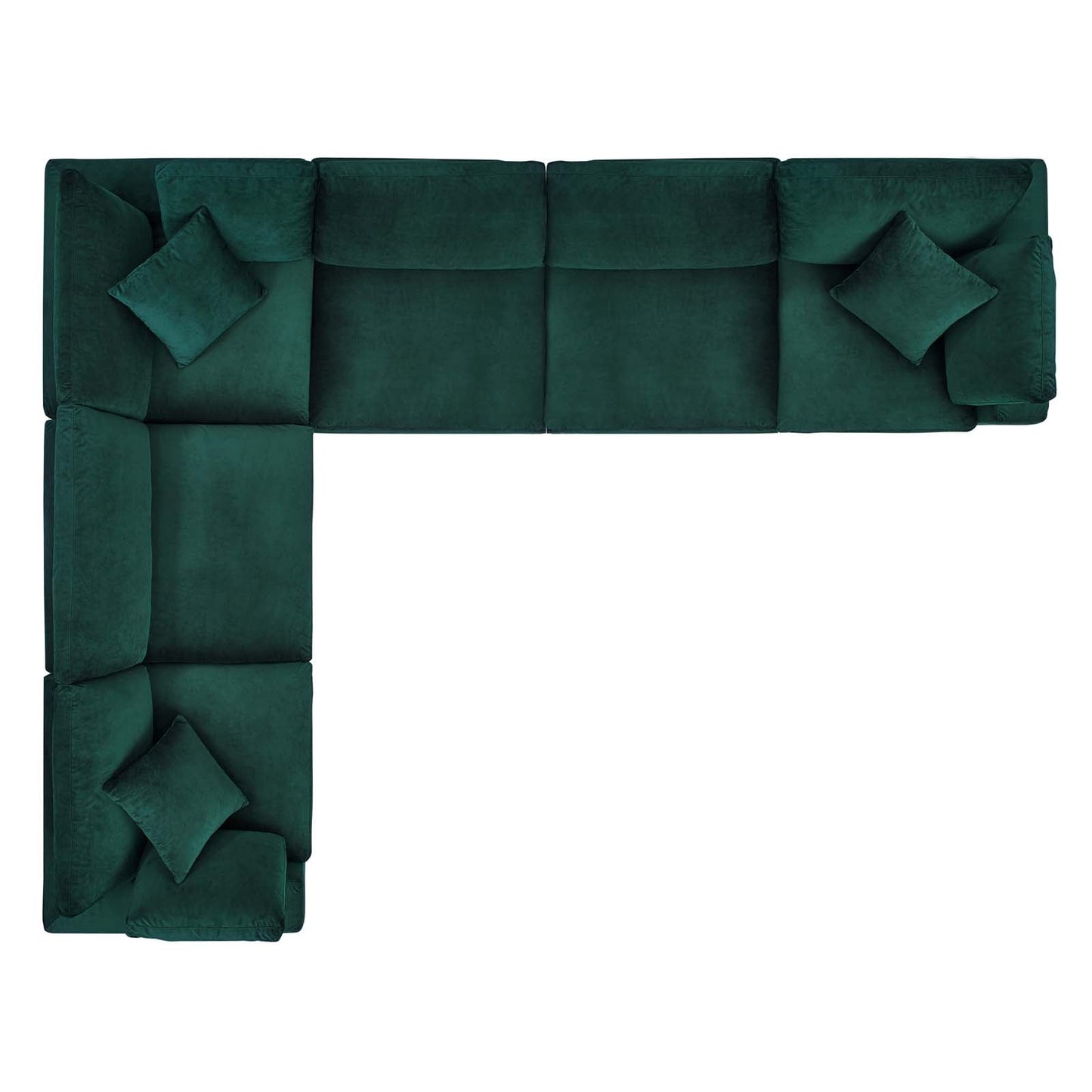 Commix Down Filled Overstuffed Performance Velvet 6-Piece Sectional Sofa Green EEI-4824-GRN