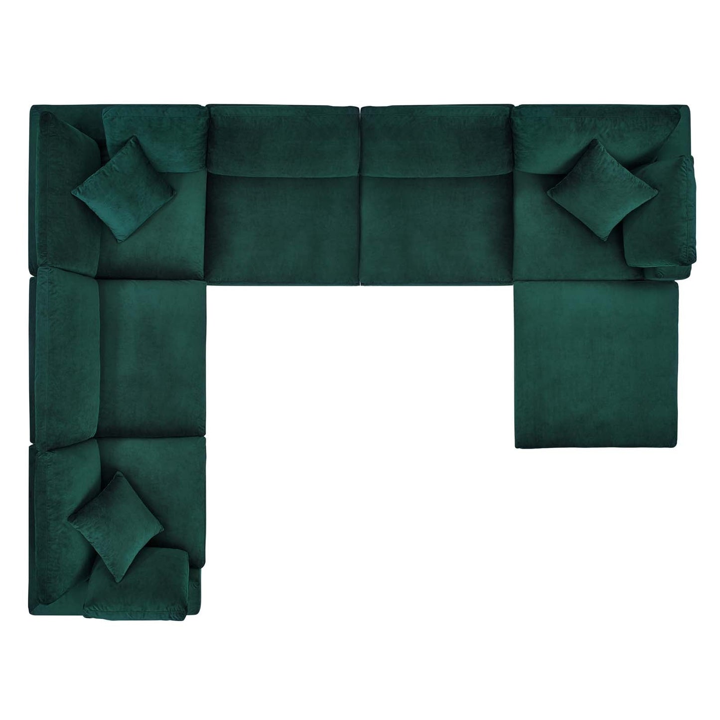 Commix Down Filled Overstuffed Performance Velvet 7-Piece Sectional Sofa Green EEI-4825-GRN