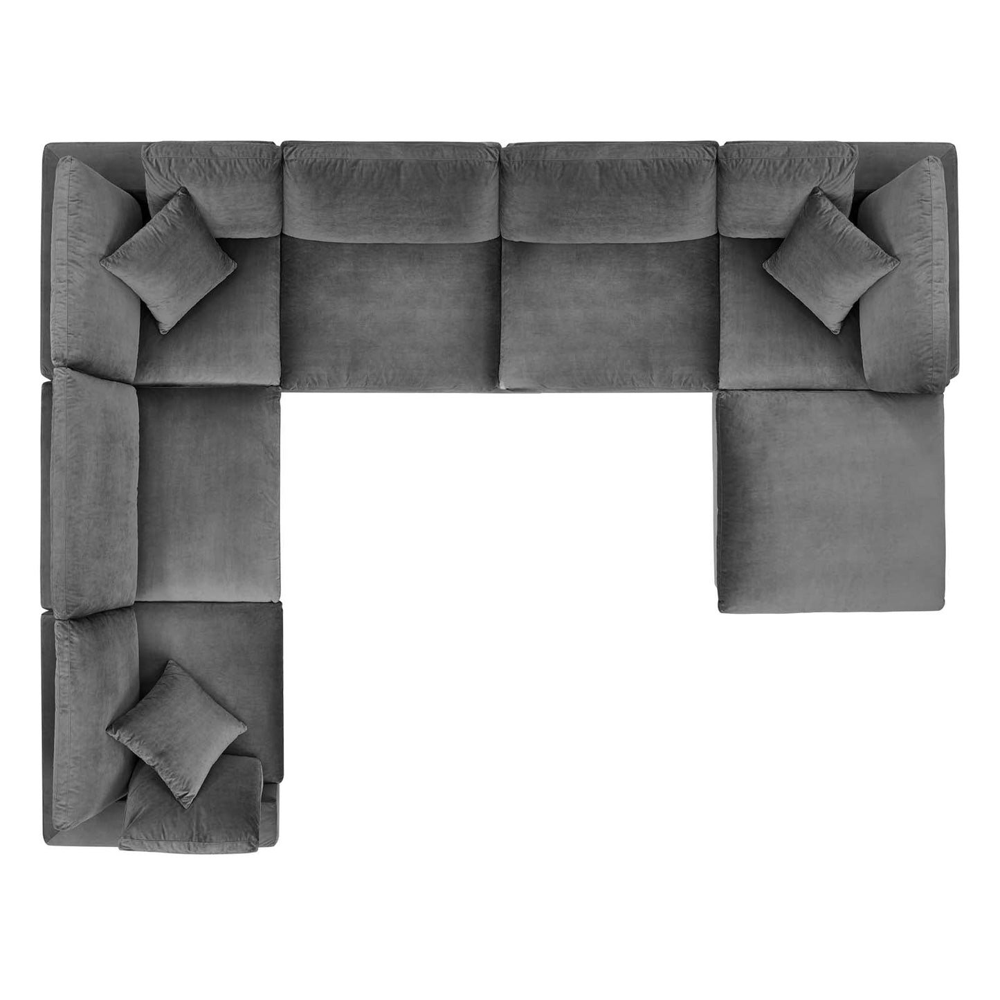 Commix Down Filled Overstuffed Performance Velvet 7-Piece Sectional Sofa Gray EEI-4825-GRY