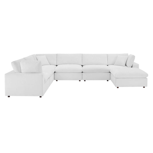 Commix Down Filled Overstuffed Performance Velvet 7-Piece Sectional Sofa White EEI-4825-WHI