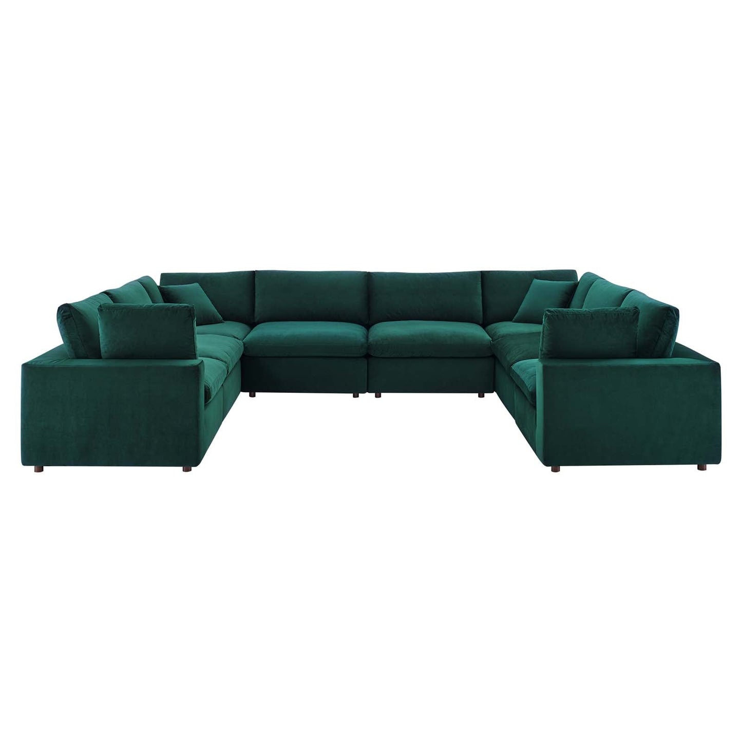 Commix Down Filled Overstuffed Performance Velvet 	8-Piece Sectional Sofa Green EEI-4826-GRN