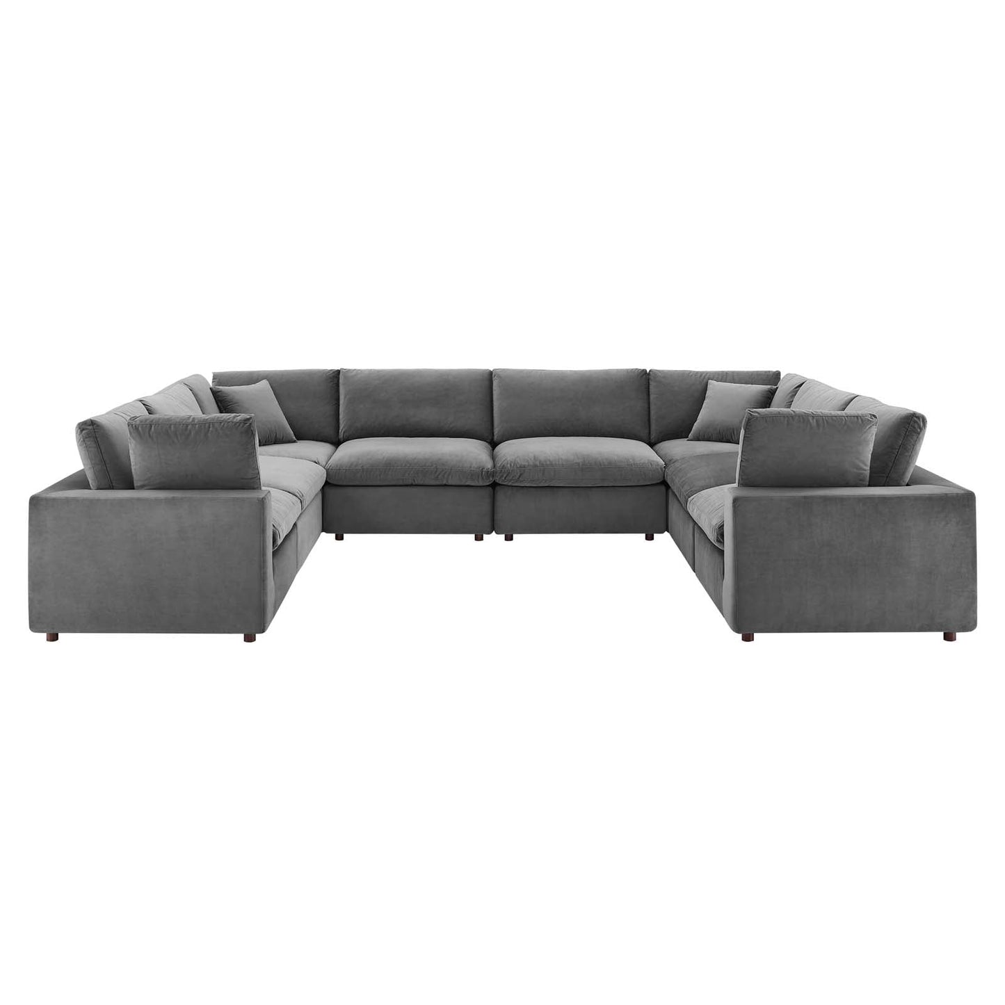 Commix Down Filled Overstuffed Performance Velvet 	8-Piece Sectional Sofa Gray EEI-4826-GRY