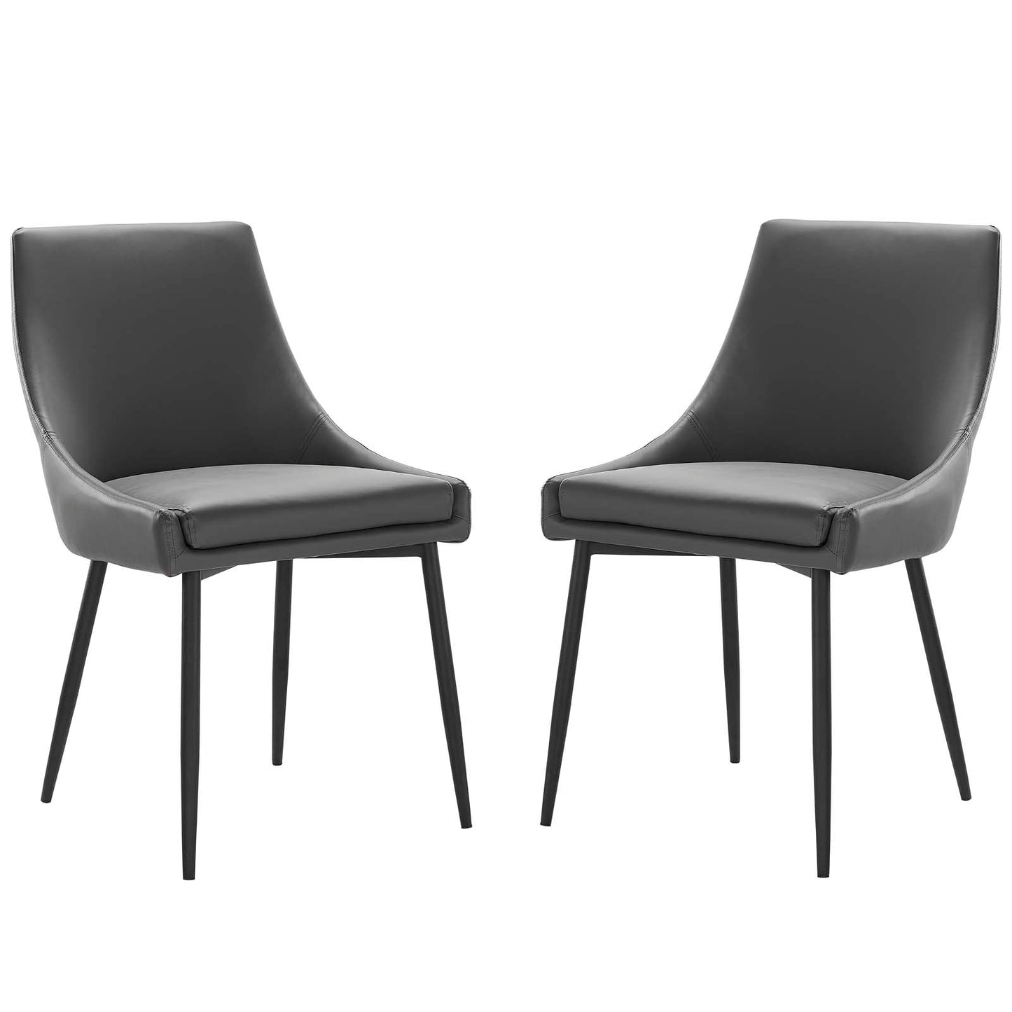 Viscount Vegan Leather Dining Chairs - Set of 2 Black Gray EEI-4827-BLK-GRY