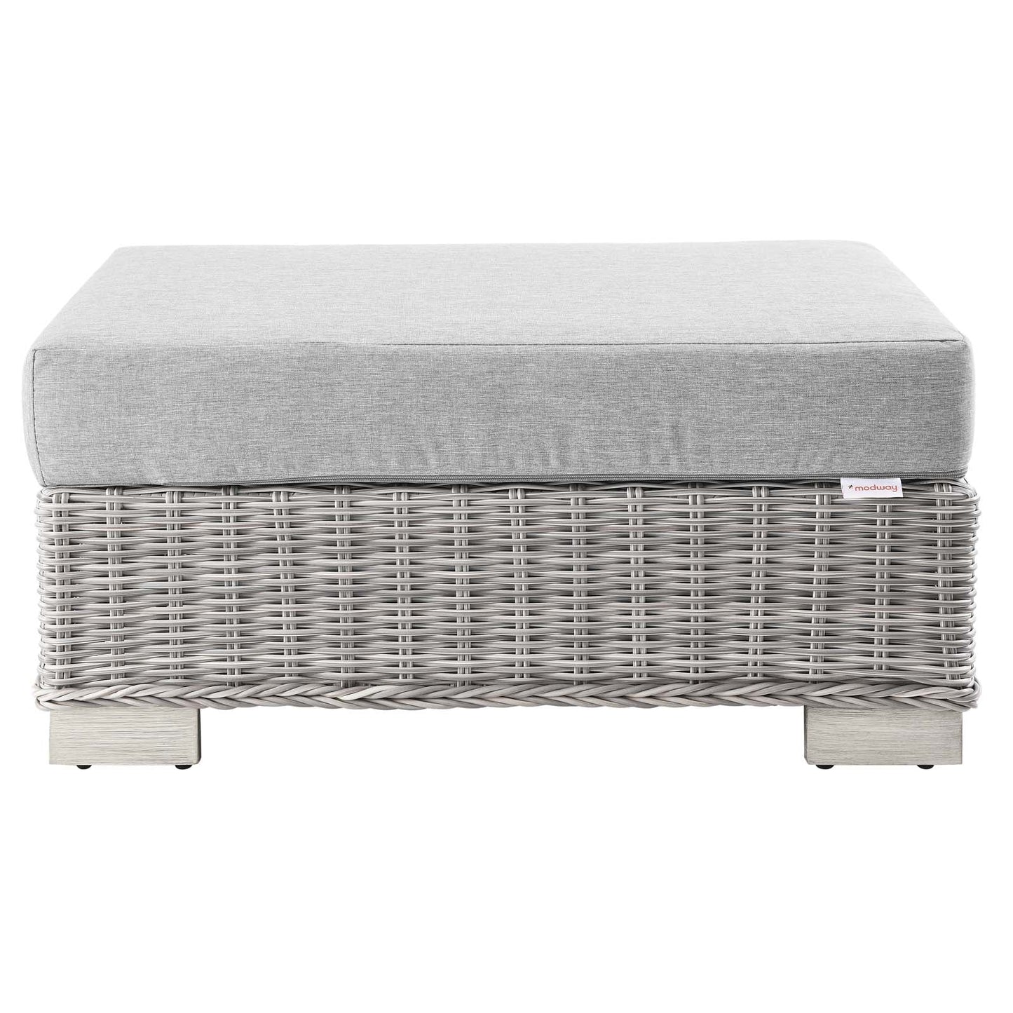 Conway Outdoor Patio Wicker Rattan Ottoman Light Gray Gray EEI-4839-LGR-GRY