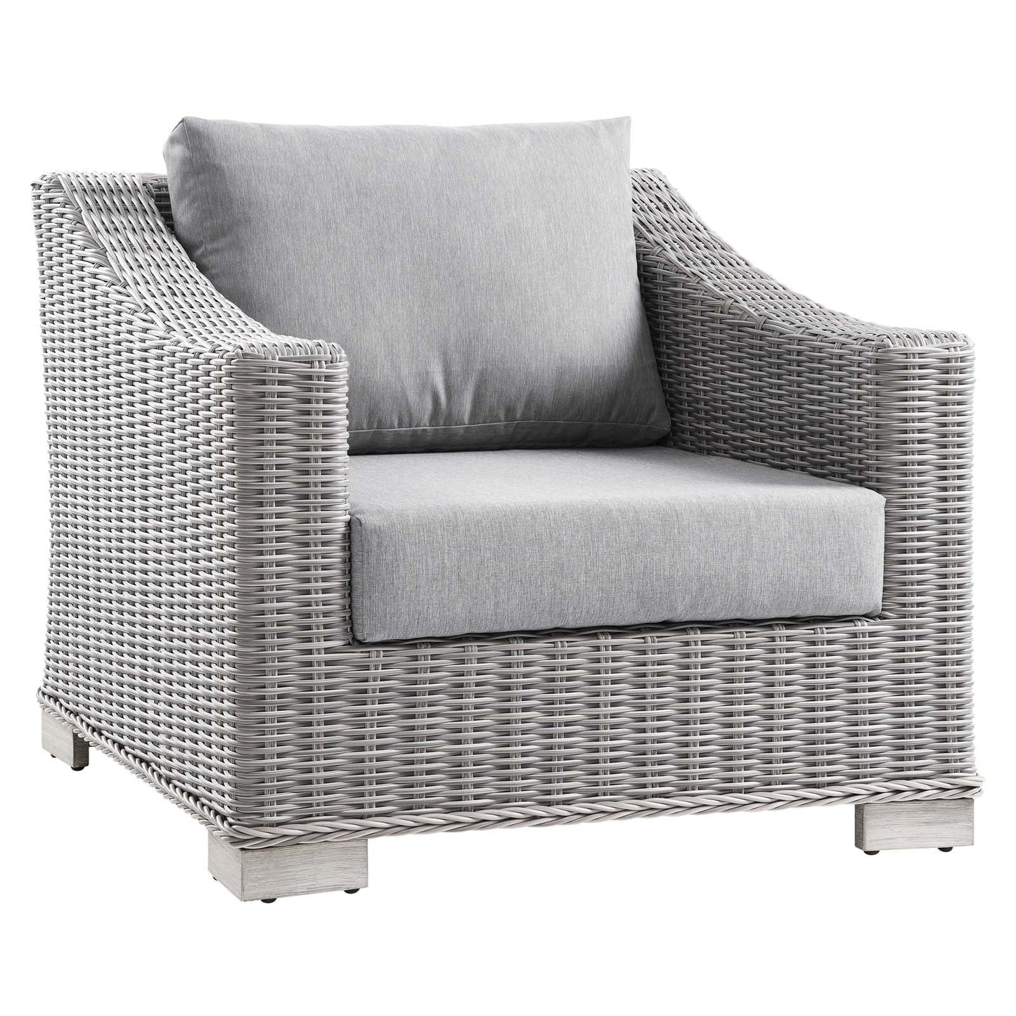 Conway Outdoor Patio Wicker Rattan Armchair Light Gray Gray EEI-4840-LGR-GRY