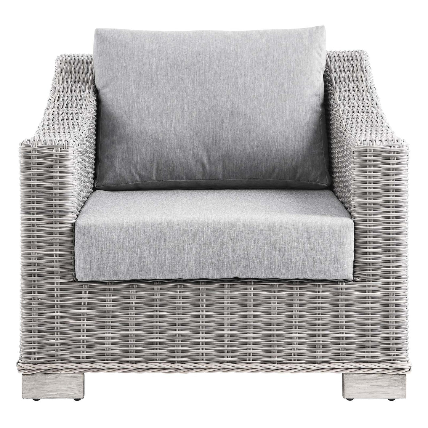 Conway Outdoor Patio Wicker Rattan Armchair Light Gray Gray EEI-4840-LGR-GRY