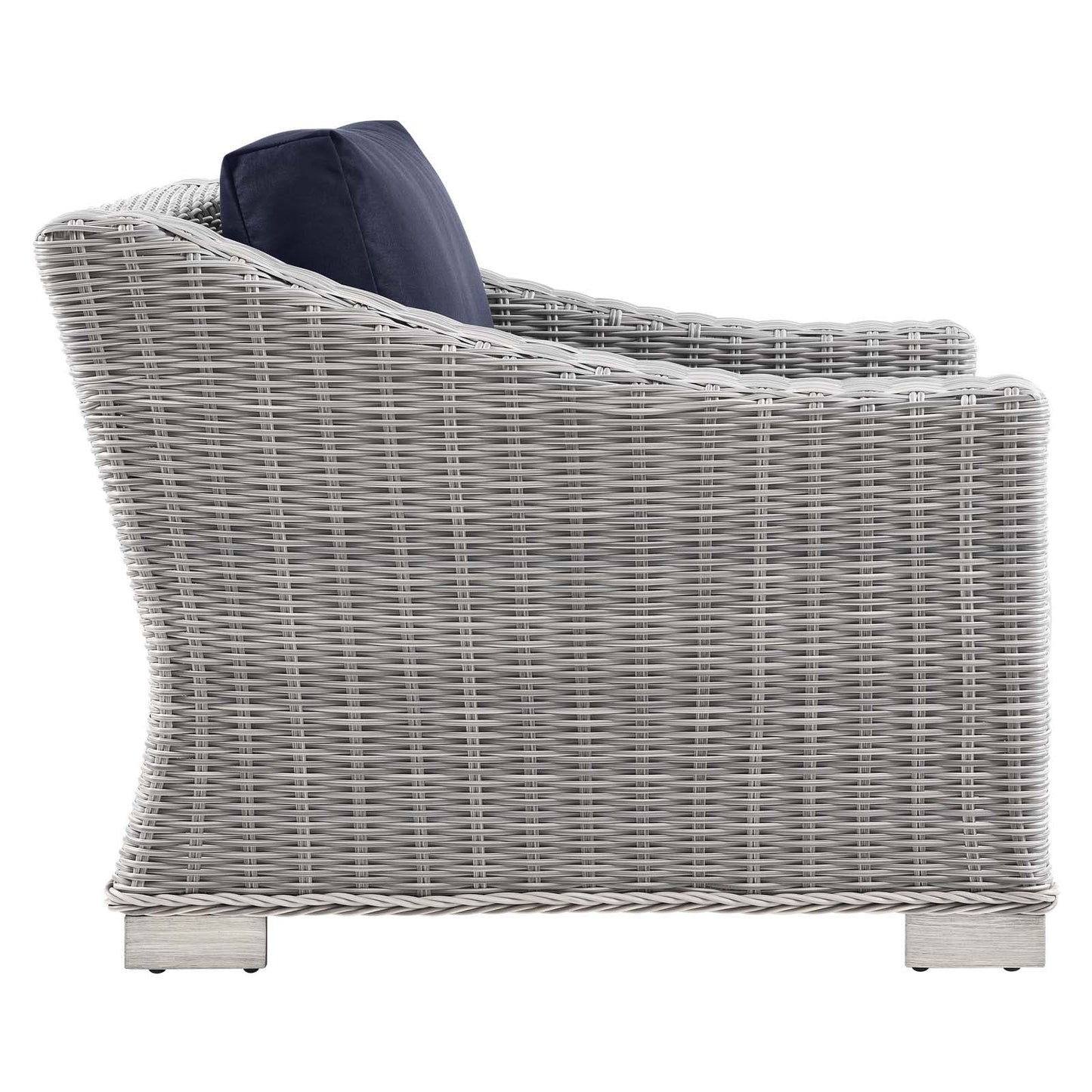 Conway Outdoor Patio Wicker Rattan Armchair Light Gray Navy EEI-4840-LGR-NAV