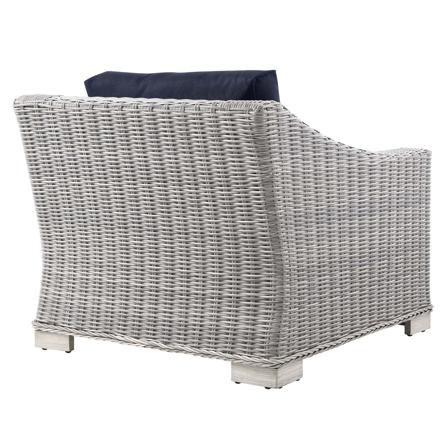 Conway Outdoor Patio Wicker Rattan Armchair Light Gray Navy EEI-4840-LGR-NAV