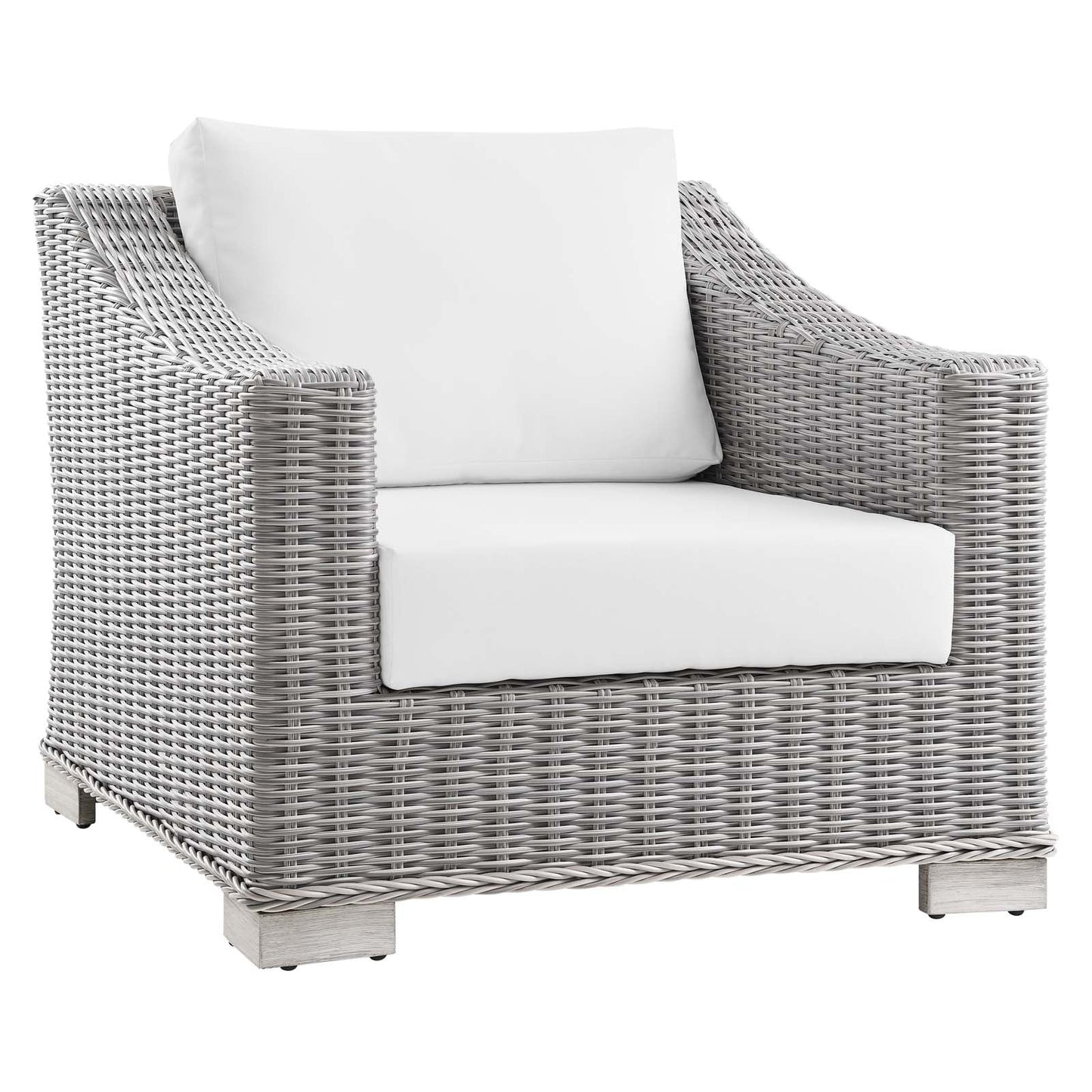 Conway Outdoor Patio Wicker Rattan Armchair Light Gray White EEI-4840-LGR-WHI