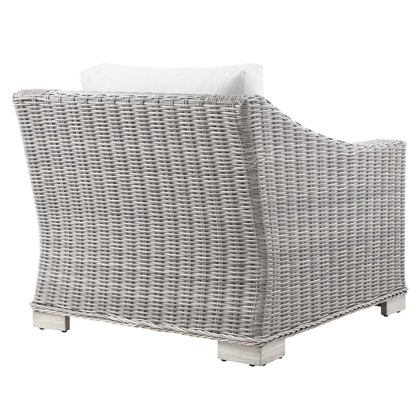 Conway Outdoor Patio Wicker Rattan Armchair Light Gray White EEI-4840-LGR-WHI