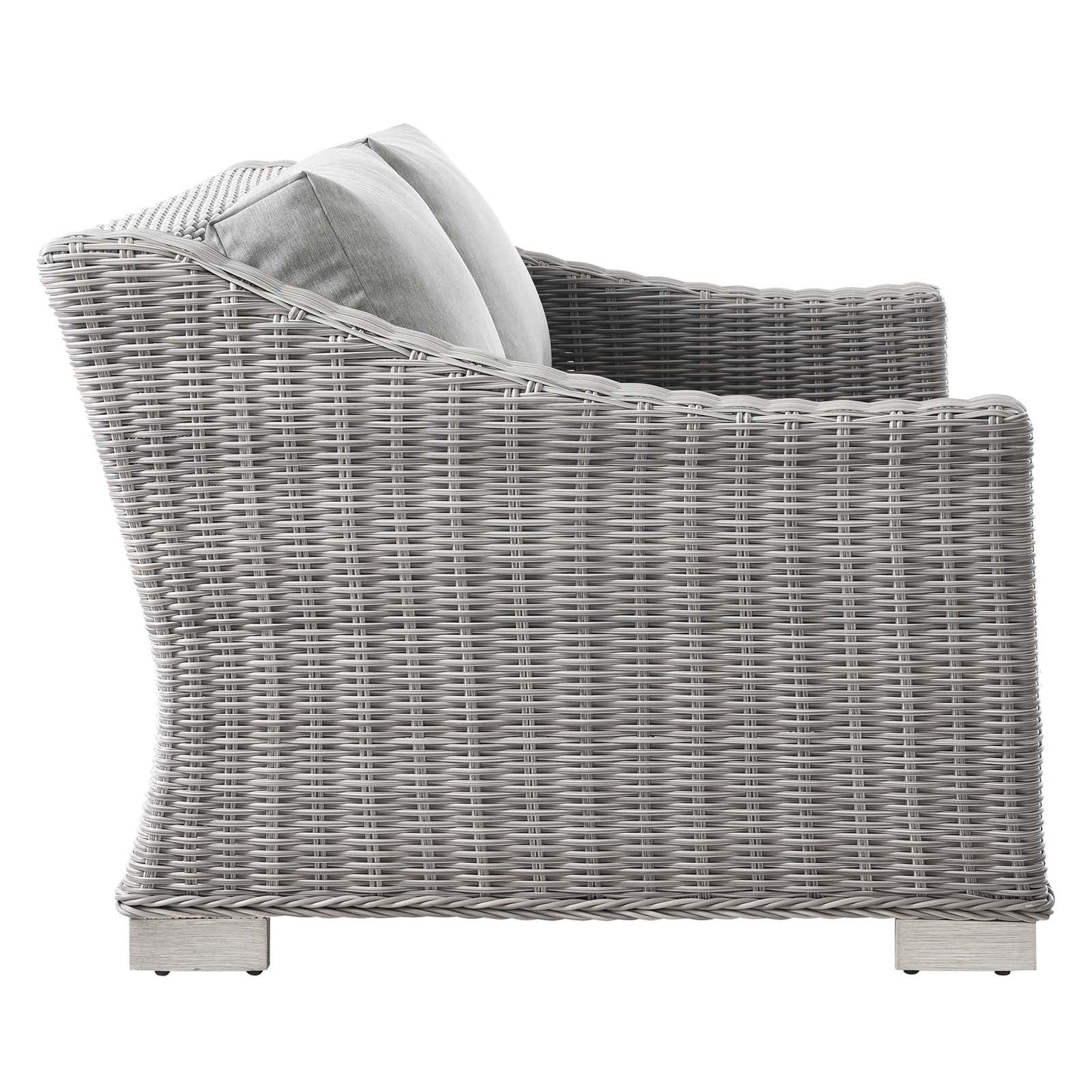 Conway Outdoor Patio Wicker Rattan Loveseat Light Gray Gray EEI-4841-LGR-GRY