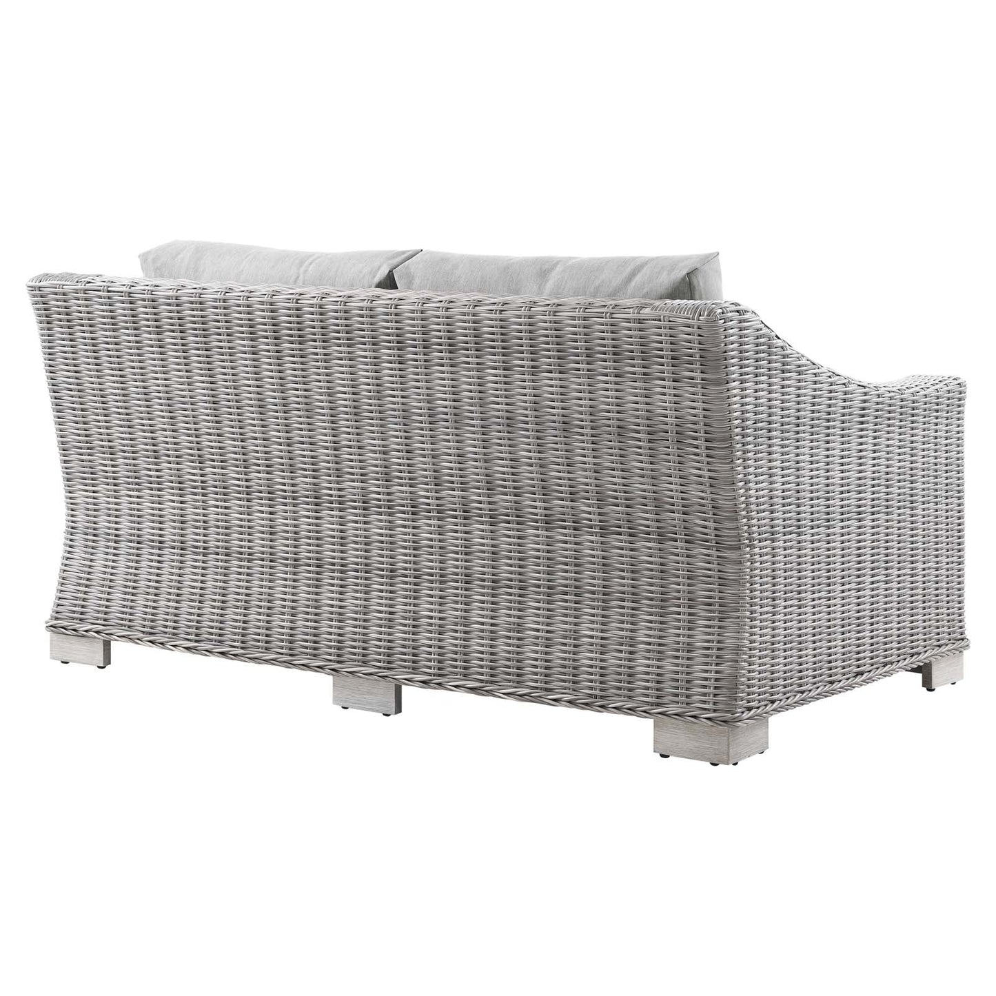 Conway Outdoor Patio Wicker Rattan Loveseat Light Gray Gray EEI-4841-LGR-GRY