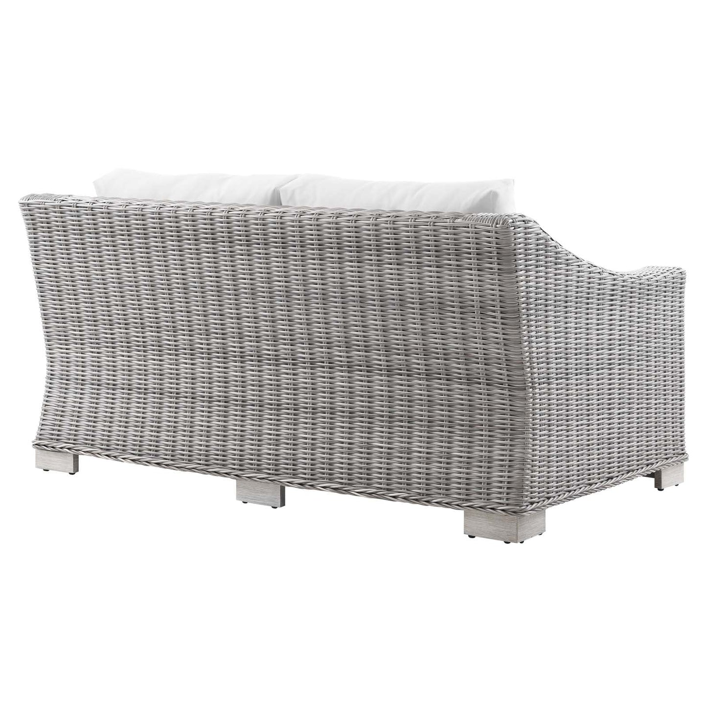 Conway Outdoor Patio Wicker Rattan Loveseat Light Gray White EEI-4841-LGR-WHI