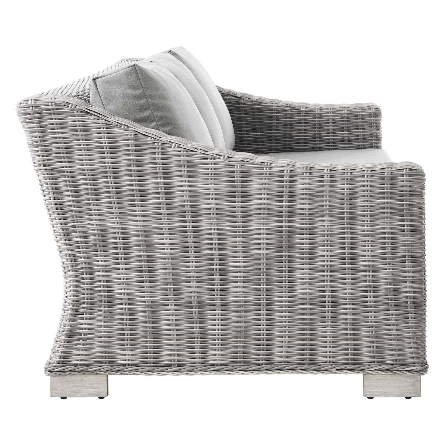 Conway Outdoor Patio Wicker Rattan Sofa Light Gray Gray EEI-4842-LGR-GRY