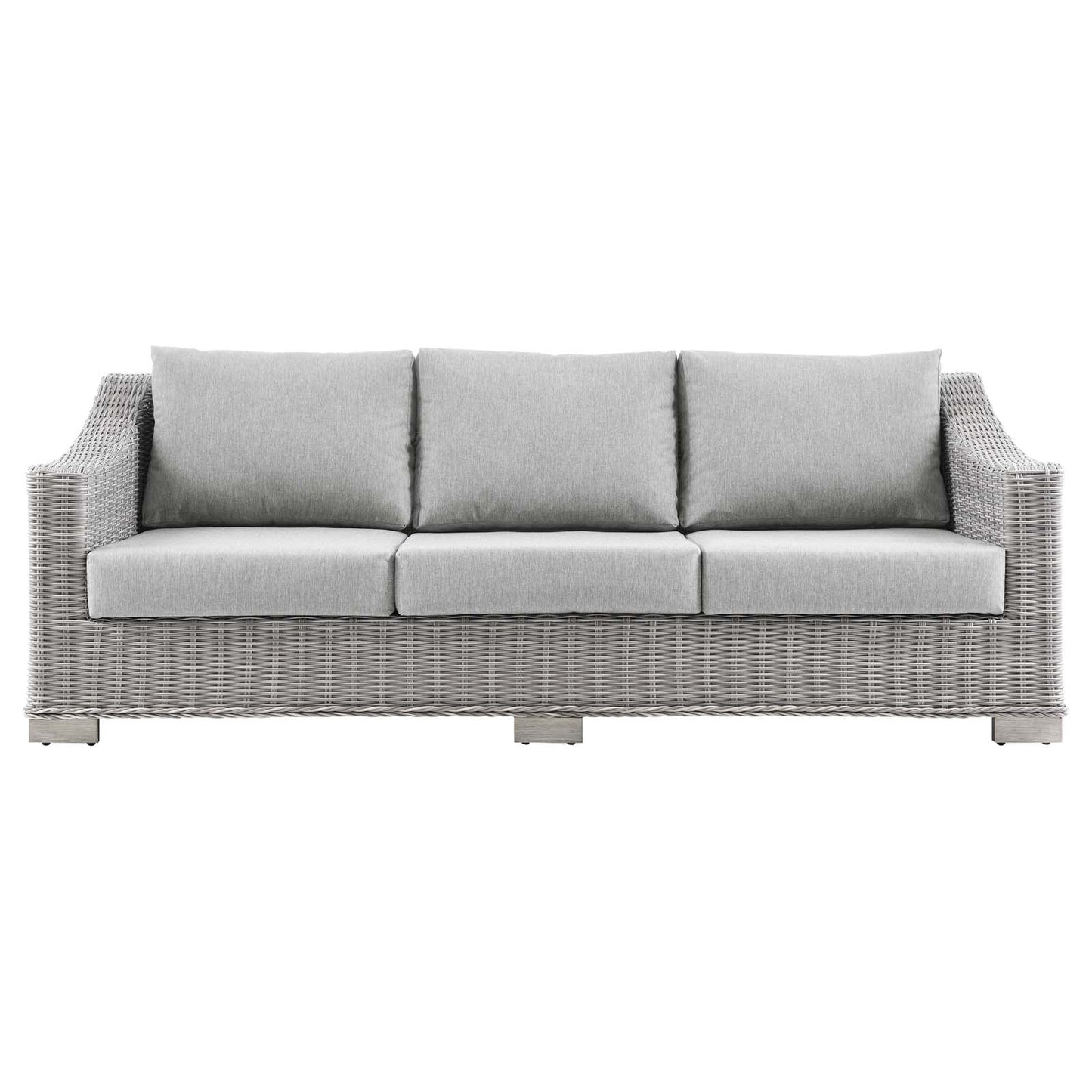 Conway Outdoor Patio Wicker Rattan Sofa Light Gray Gray EEI-4842-LGR-GRY