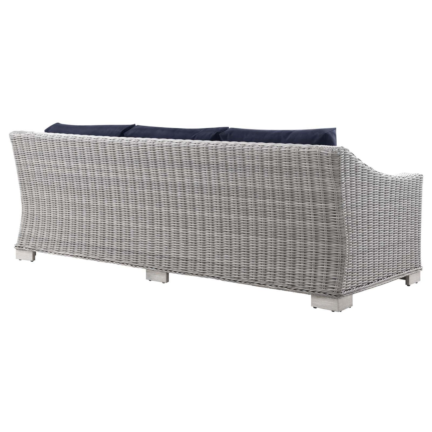 Conway Outdoor Patio Wicker Rattan Sofa Light Gray Navy EEI-4842-LGR-NAV