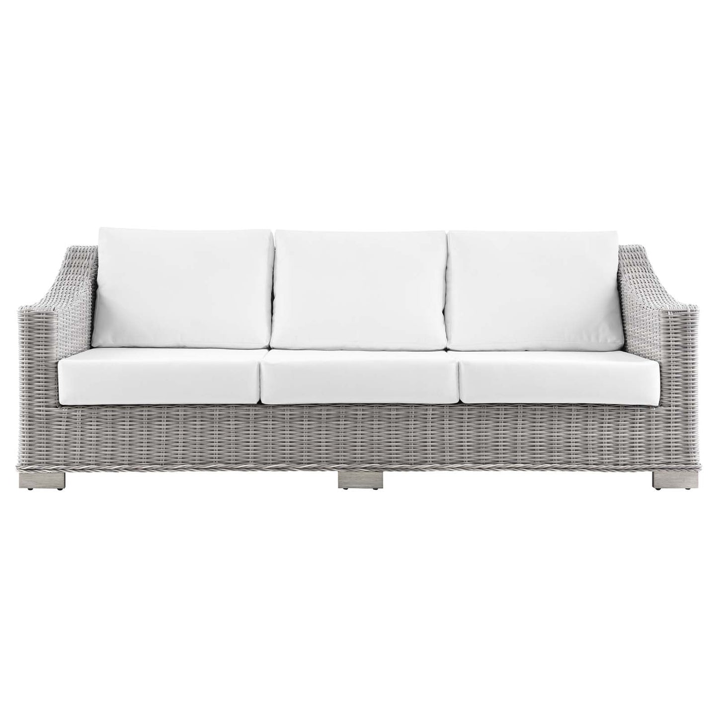 Conway Outdoor Patio Wicker Rattan Sofa Light Gray White EEI-4842-LGR-WHI