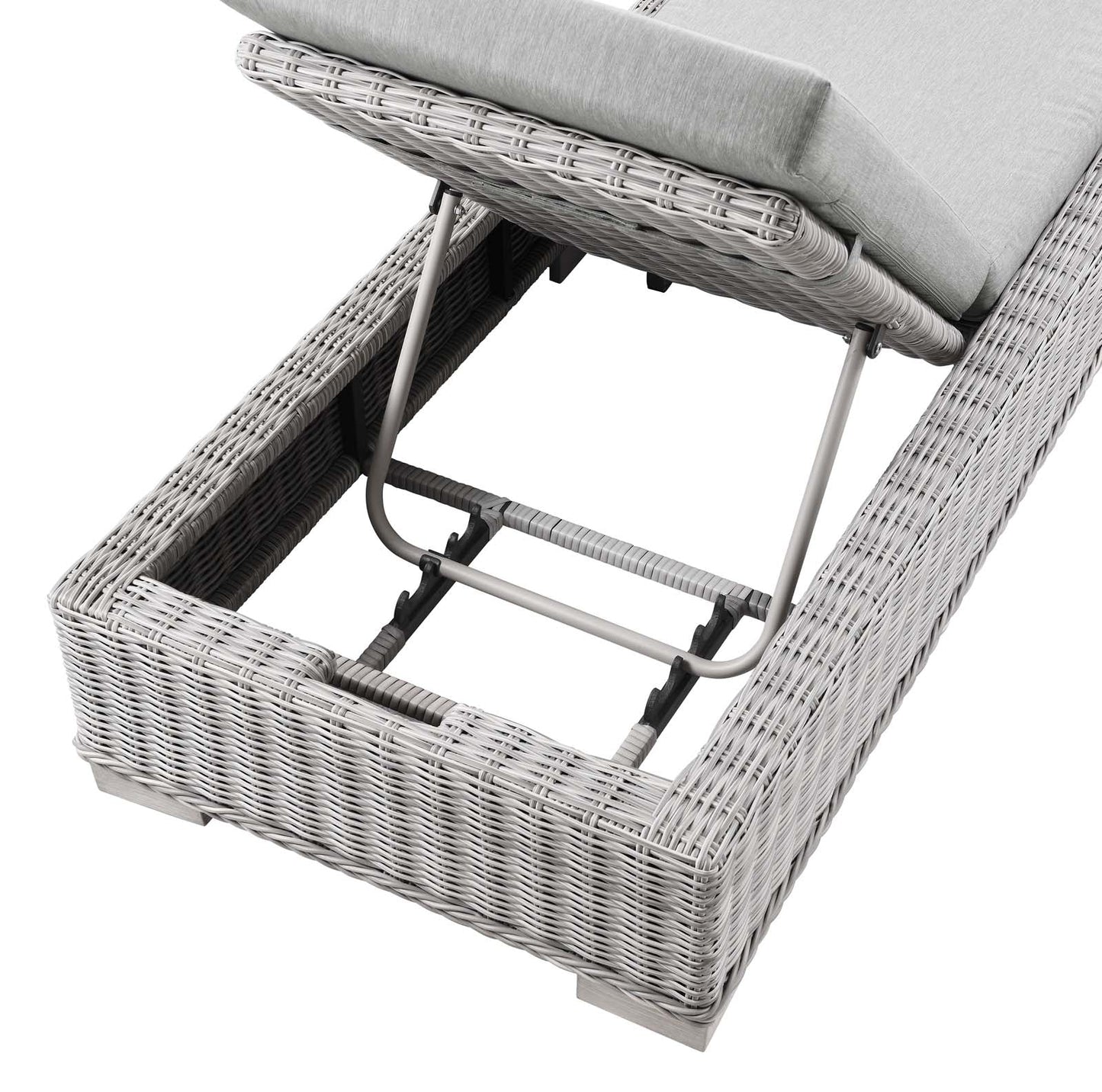 Conway Outdoor Patio Wicker Rattan Chaise Lounge Light Gray Gray EEI-4843-LGR-GRY