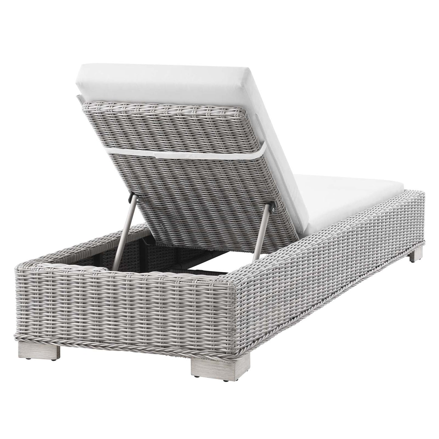 Conway Outdoor Patio Wicker Rattan Chaise Lounge Light Gray White EEI-4843-LGR-WHI