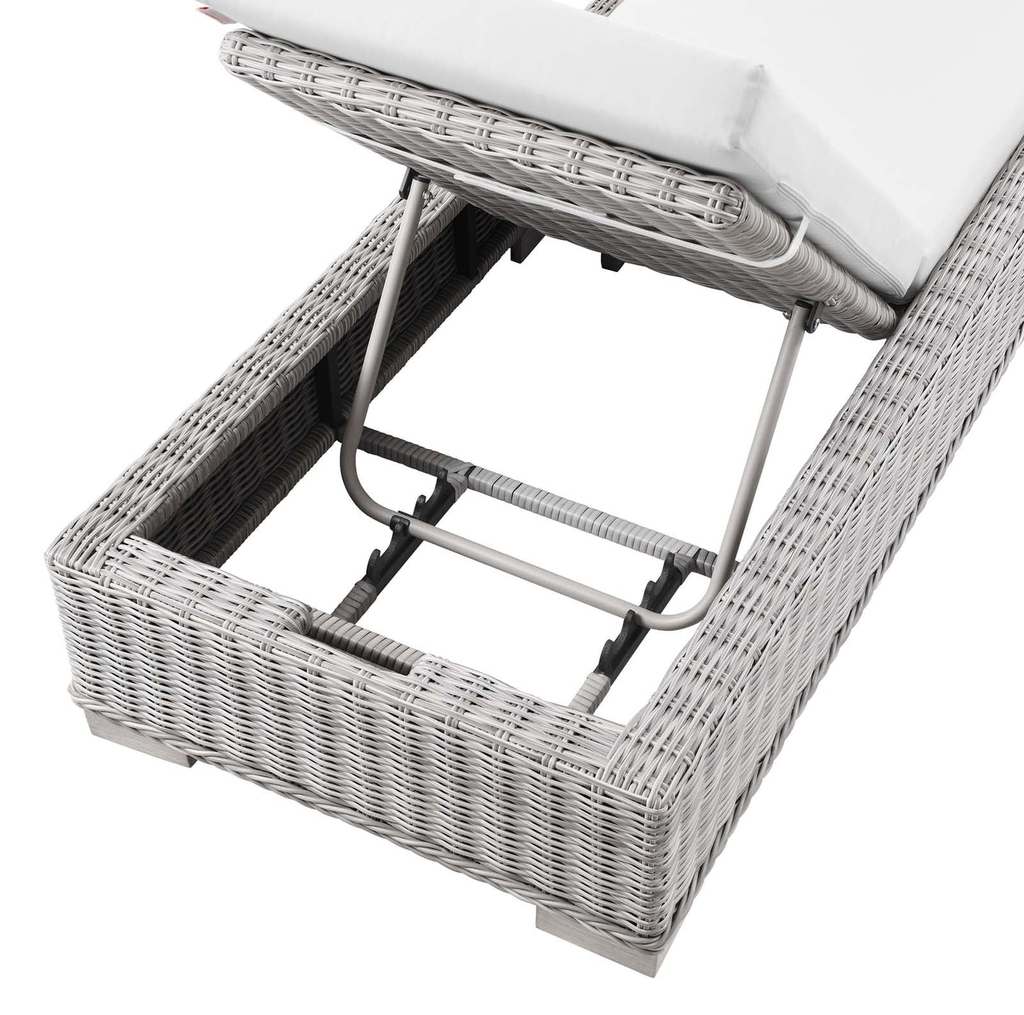 Conway Outdoor Patio Wicker Rattan Chaise Lounge Light Gray White EEI-4843-LGR-WHI