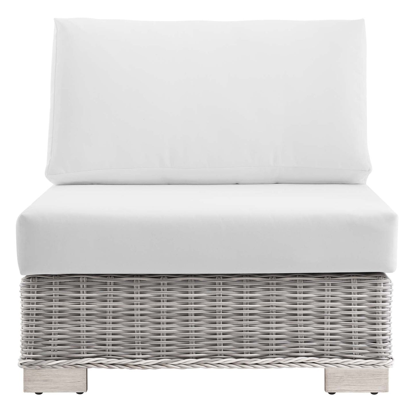 Conway Outdoor Patio Wicker Rattan Armless Chair Light Gray White EEI-4847-LGR-WHI