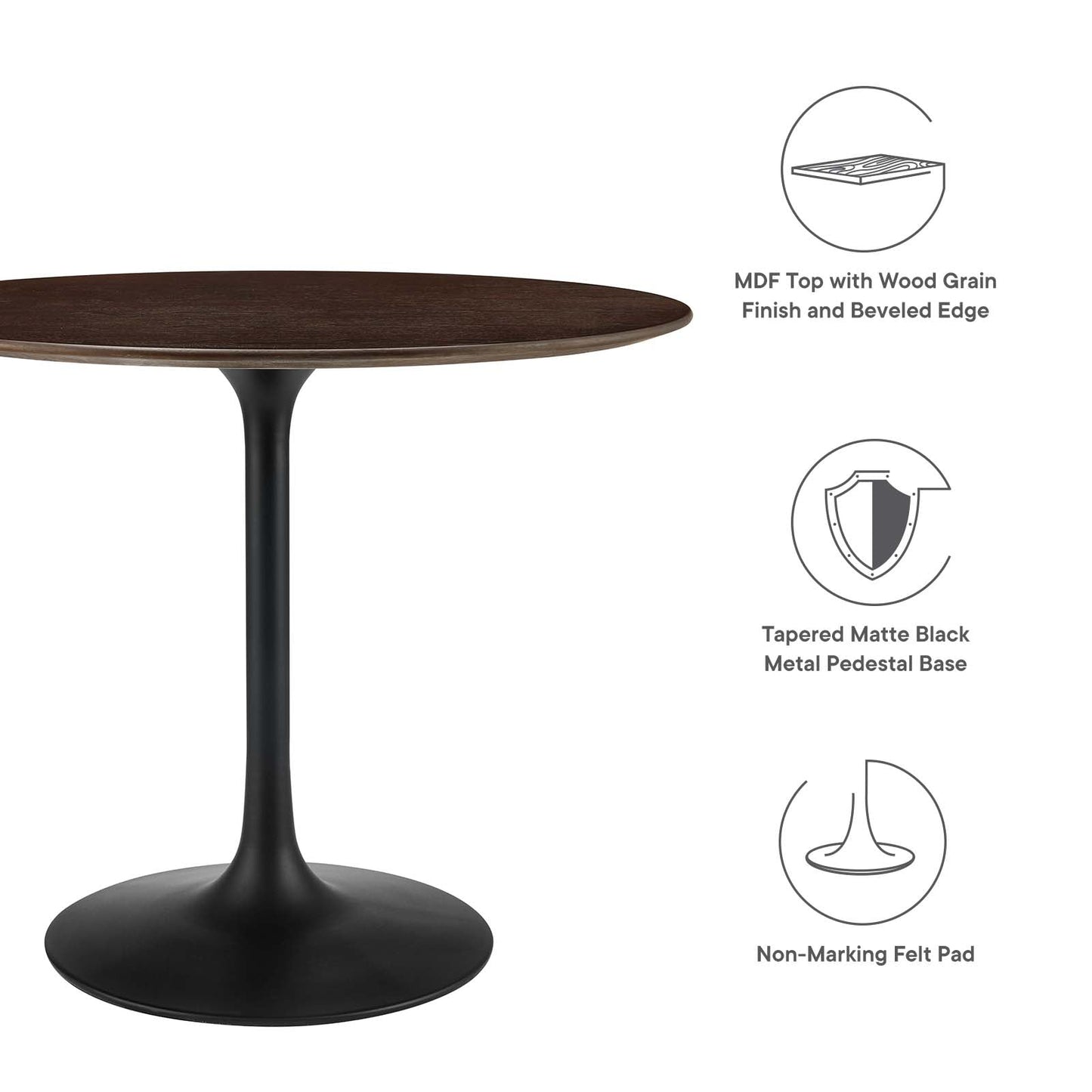 Lippa 36" Round Wood Dining Table Black Cherry Walnut EEI-4862-BLK-CHE