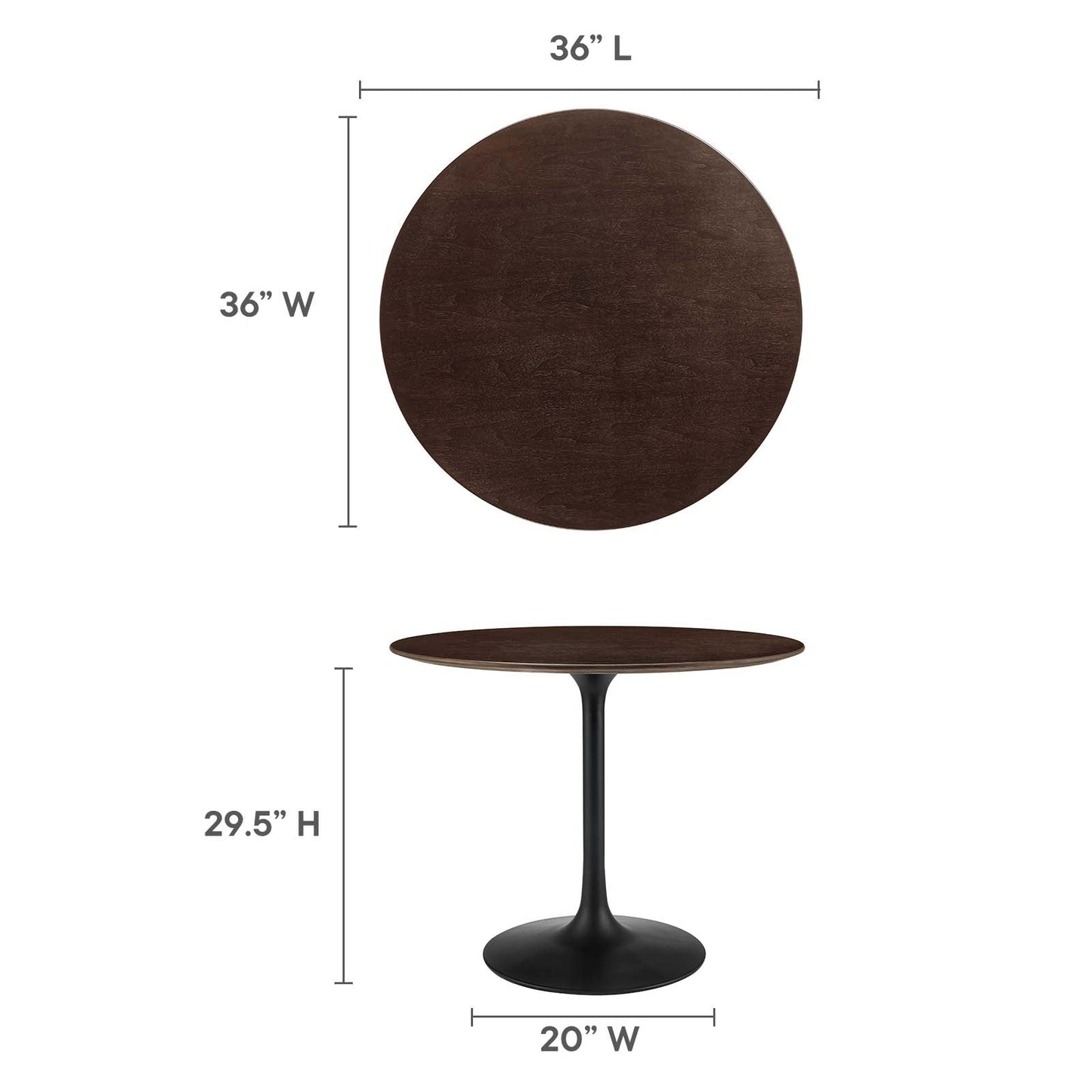 Lippa 36" Round Wood Dining Table Black Cherry Walnut EEI-4862-BLK-CHE