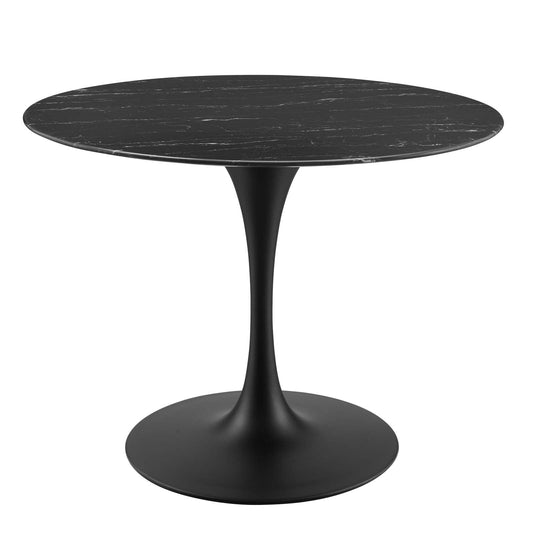 Lippa 40" Artificial Marble Dining Table Black Black EEI-4876-BLK-BLK