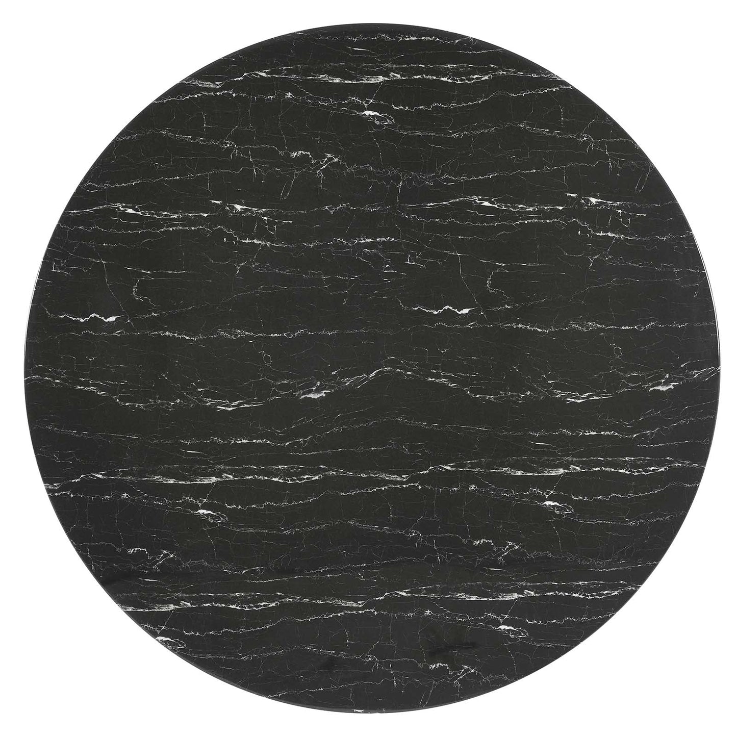 Lippa 60" Round Artificial Marble Dining Table Black Black EEI-4879-BLK-BLK