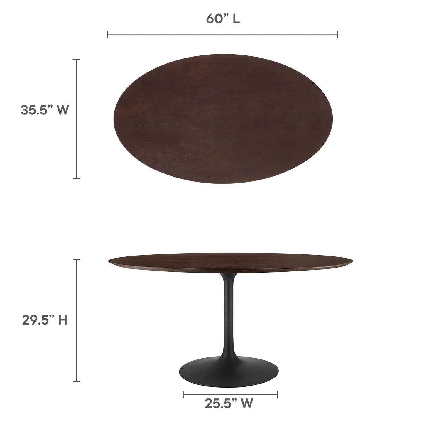 Lippa 60" Oval Wood Grain Dining Table Black Cherry Walnut EEI-4887-BLK-CHE