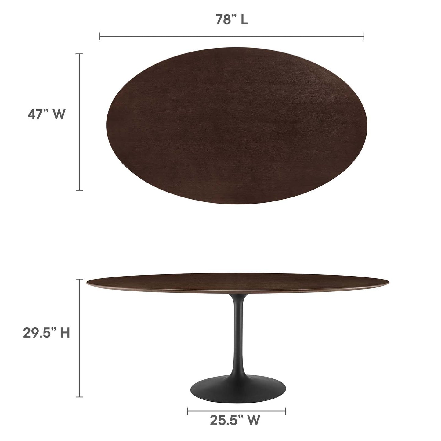 Lippa 78" Oval Wood Grain Dining Table Black Cherry Walnut EEI-4888-BLK-CHE