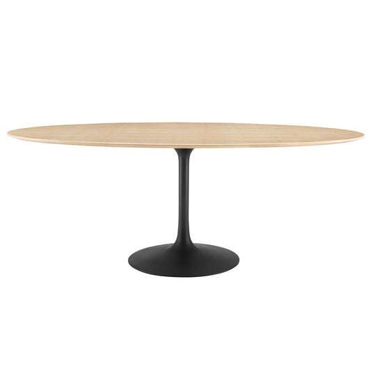 Lippa 78" Oval Wood Grain Dining Table Black Natural EEI-4888-BLK-NAT