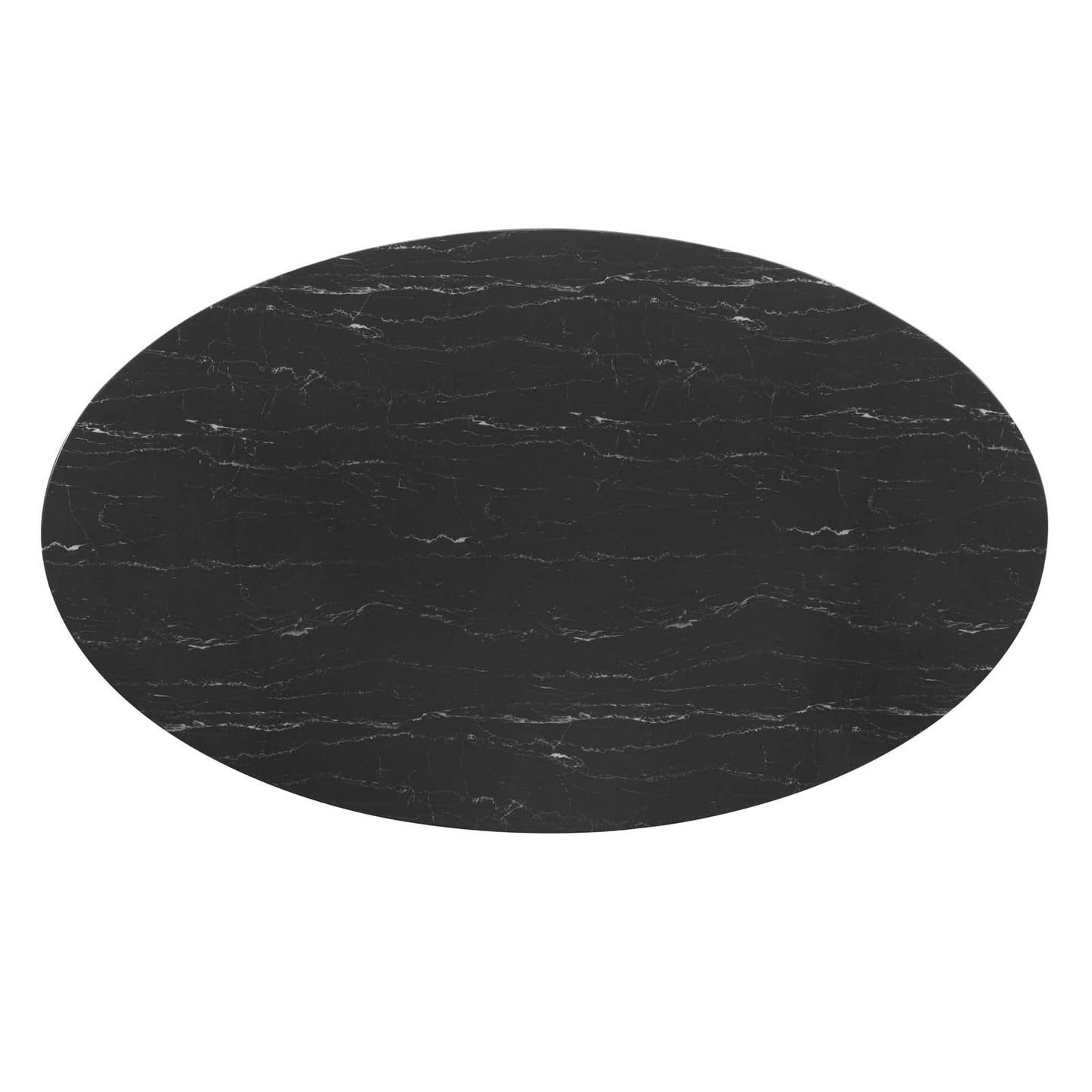 Lippa 78" Oval Artificial Marble Dining Table Black Black EEI-4889-BLK-BLK