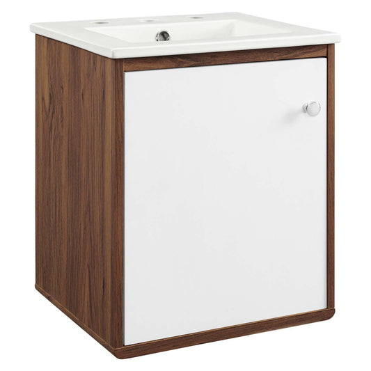 Transmit 18" Wall-Mount Bathroom Vanity Walnut White EEI-4896-WAL-WHI