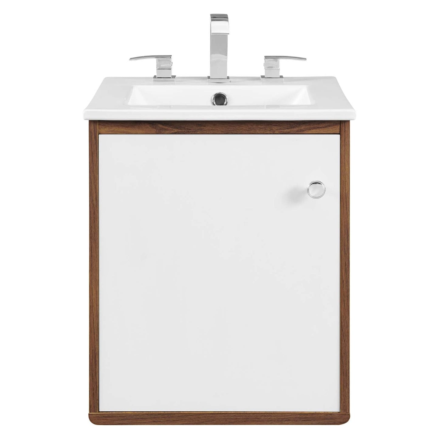 Transmit 18" Wall-Mount Bathroom Vanity Walnut White EEI-4896-WAL-WHI