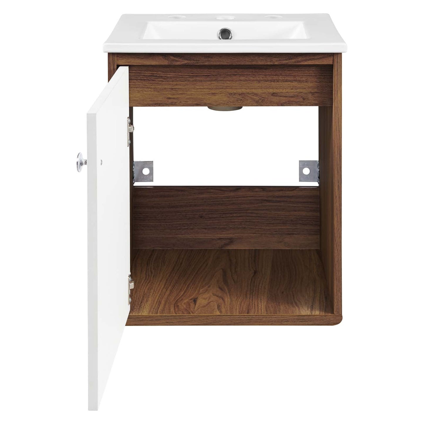 Transmit 18" Wall-Mount Bathroom Vanity Walnut White EEI-4896-WAL-WHI